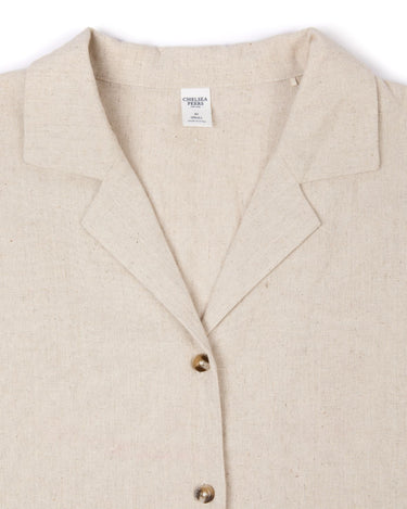 Linen-Blend Cropped Shirt - Natural